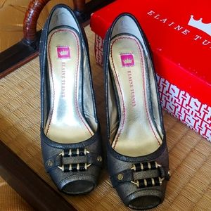 Elaine Turner open toe heels